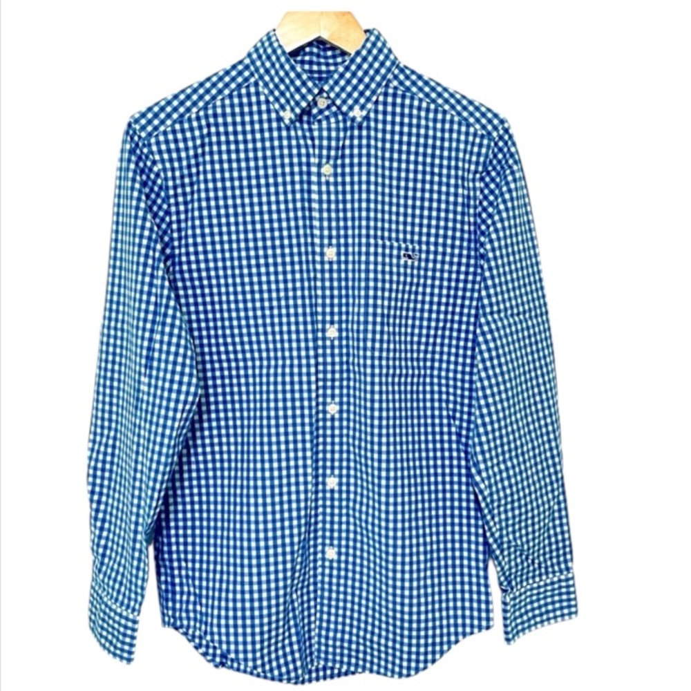 Vineyard Vines Classic Fit Tucker Shirt Blue White Check Button Down